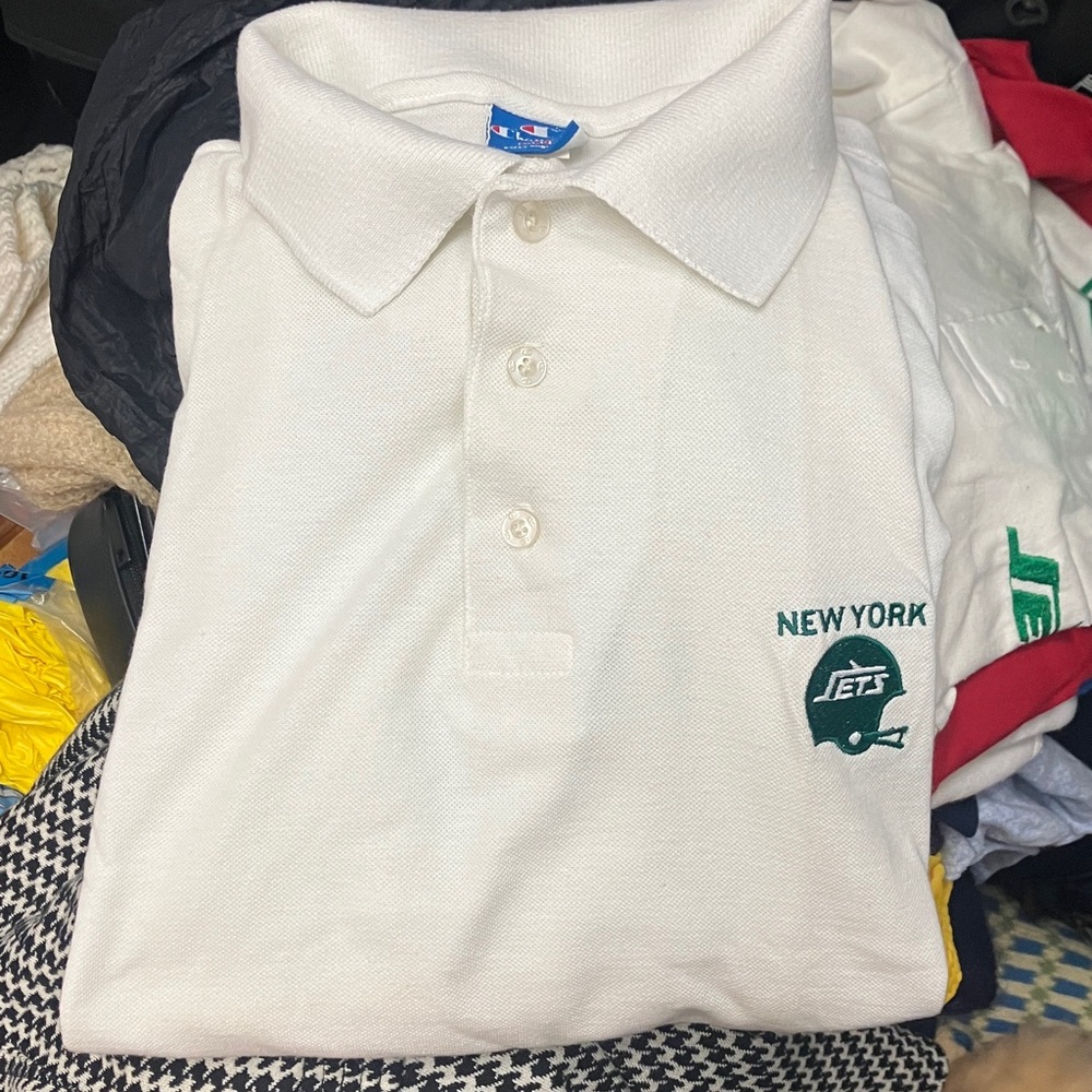 Vintage  White Polo Shirt with New York Jets Logo